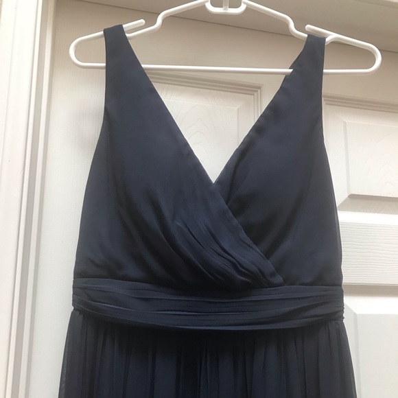 Navy Adrianna Papell Chiffon Draped Maxi Dress - Picture 4 of 7